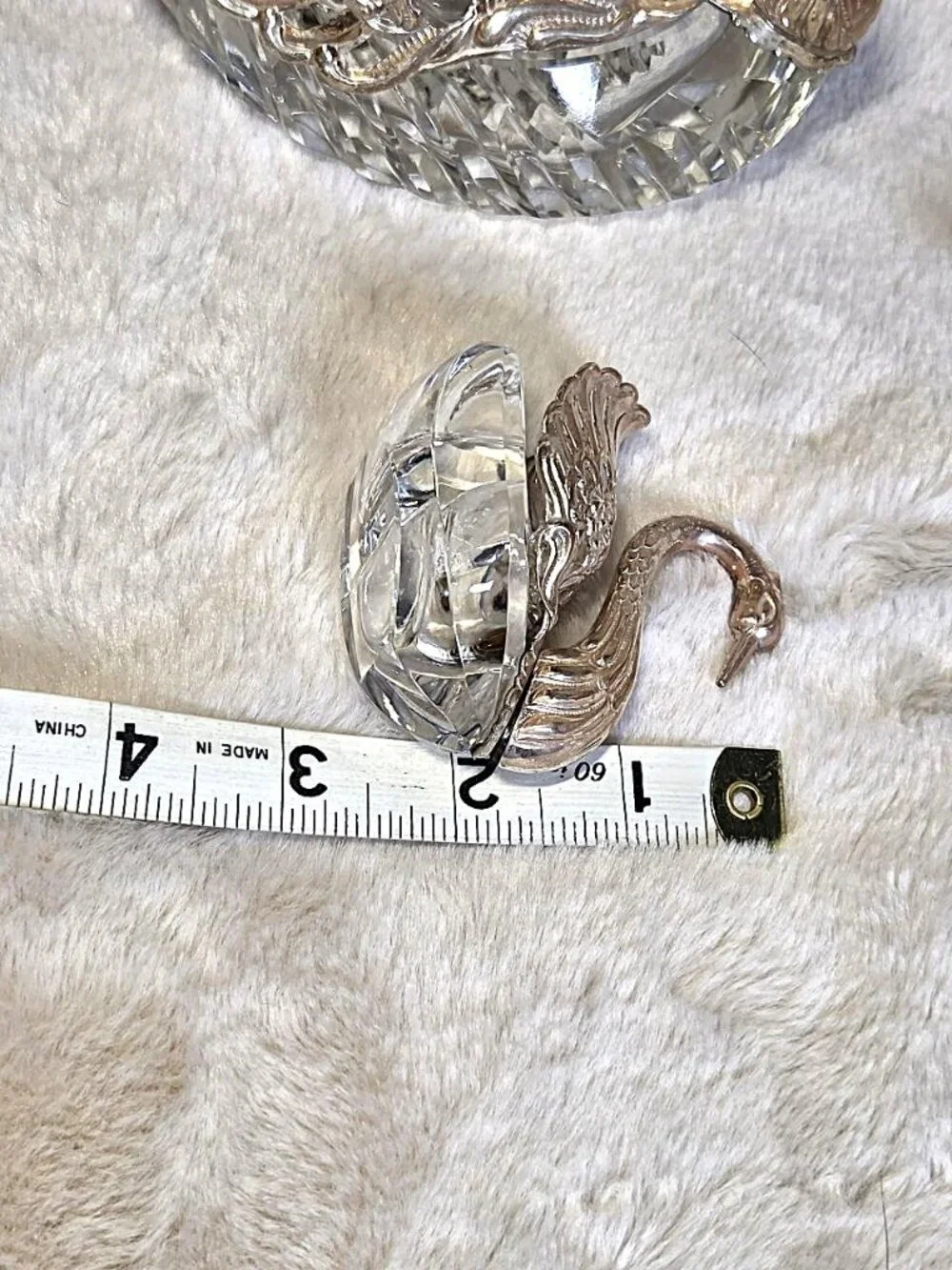 Vintage German Sterling Silver & Crystal Swan Master Salt Cellar Set of 3 - #F